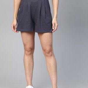 Mast & Harbour Women Solid Mid-Rise Wide Leg Regular Shorts