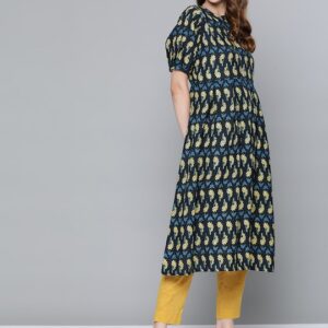 HERE&NOW Women Ethnic Motifs Printed Indigo Kurta