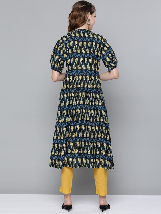 HERE&NOW Women Ethnic Motifs Printed Indigo Kurta