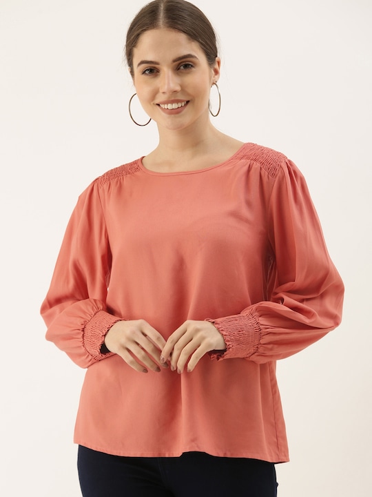 all about you Bishop Sleeve Smocked Regular Top