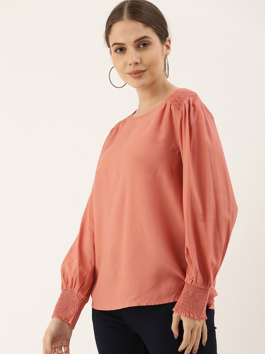 all about you Bishop Sleeve Smocked Regular Top