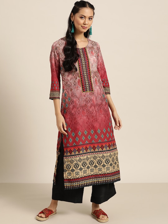 Sangria Women Ethnic Motifs Printed Kurta with Palazzos