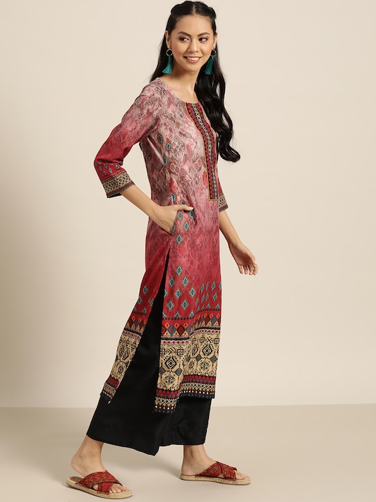 Sangria Women Ethnic Motifs Printed Kurta with Palazzos