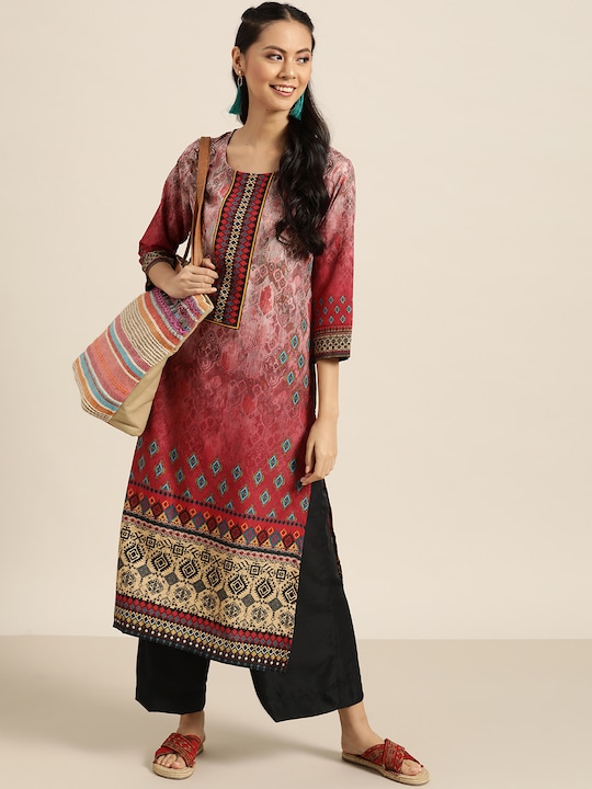 Sangria Women Ethnic Motifs Printed Kurta with Palazzos