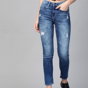 HERE&NOW Women Skinny Fit High-Rise Stretchable Cropped Jeans