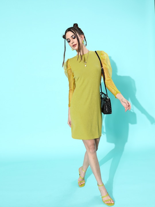 Moda Rapido Puffed Sleeves Sheath Dress