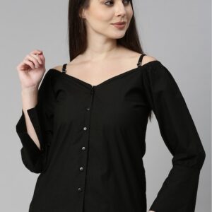 HERE&NOW Black Cold Shoulder Bardot Top