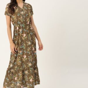 DressBerry Women Floral Print Tiered Maxi Dress