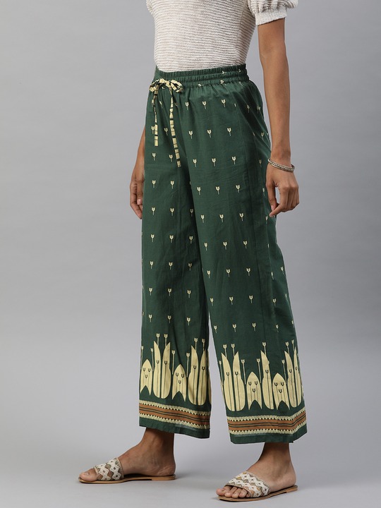 HERE&NOW Women Printed Wide Leg Palazzos