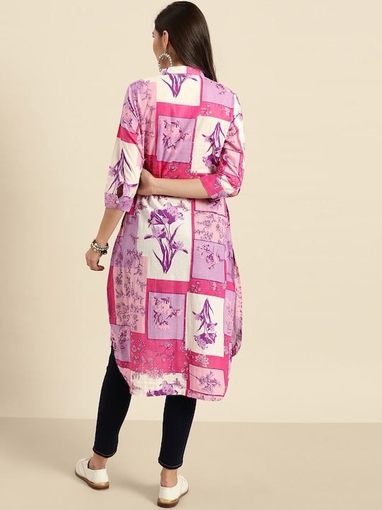 Sangria Women Ethnic Motifs Print Pure Cotton Straight Kurta