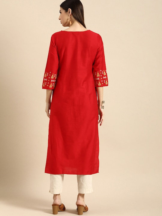 Anouk Women Red Ethnic Motifs Printed Kurta