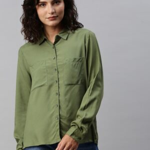 Roadster Women Solid Casual Antibacterial Finish Shirt With Side Seam Zipper Detail