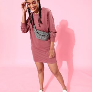 Roadster Solid Raglan Sleeves Jumper Dress