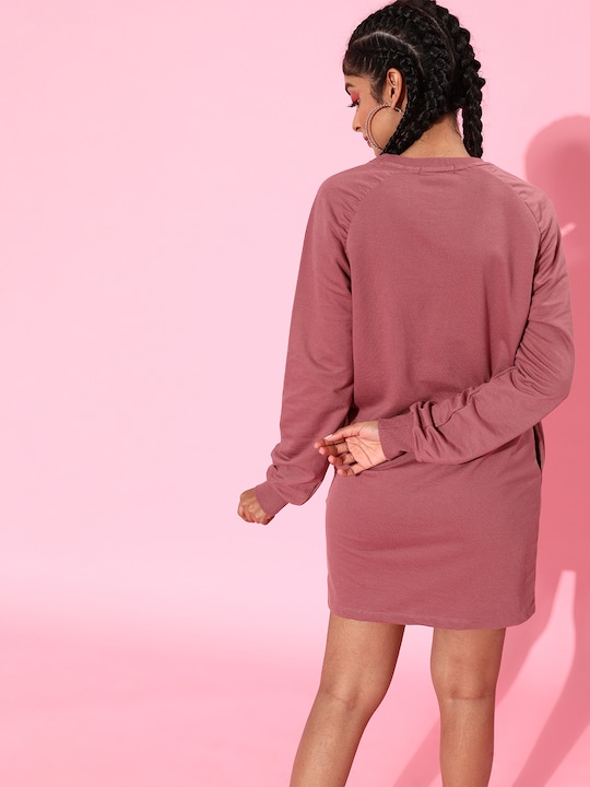 Roadster Solid Raglan Sleeves Jumper Dress