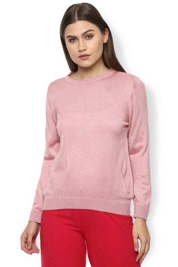 Van Heusen Women Solid Round Neck Sweater