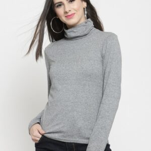 Sera Women Grey Melange Solid Top