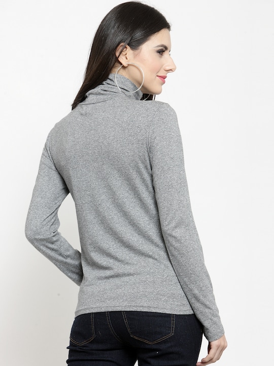 Sera Women Grey Melange Solid Top