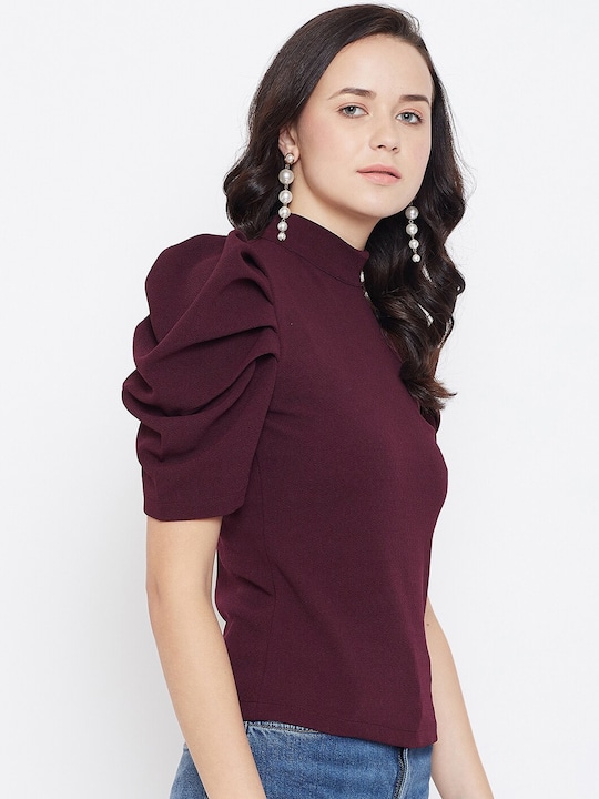 Zastraa Top With Puff Sleeves