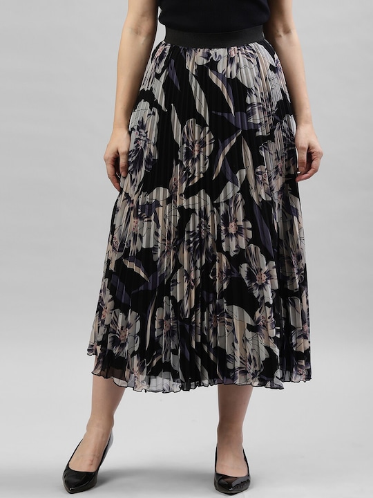 KASSUALLY Women Printed Flared Midi Skirt