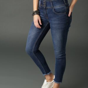 Roadster Women Skinny Fit Cropped Mid-Rise Clean Look Stretchable Jeans