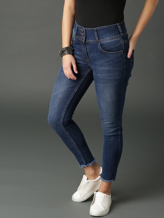 Roadster Women Skinny Fit Cropped Mid-Rise Clean Look Stretchable Jeans