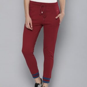 Harvard Women Red Solid Joggers Track Pant