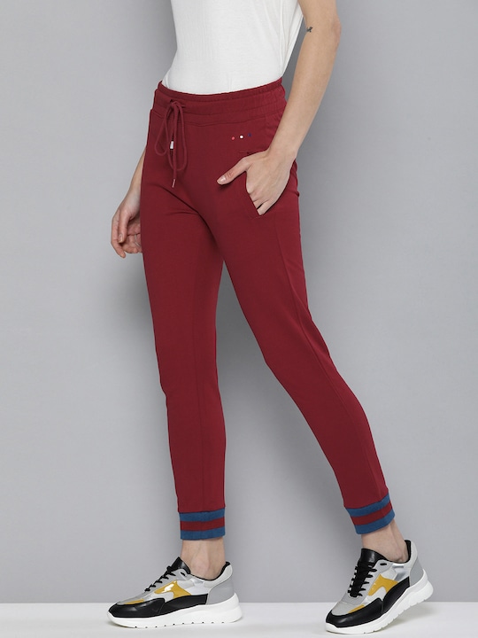 Harvard Women Red Solid Joggers Track Pant