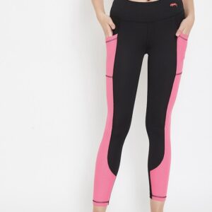 JUMP USA Women Colourblocked Slim-Fit Activewear Gym Tights