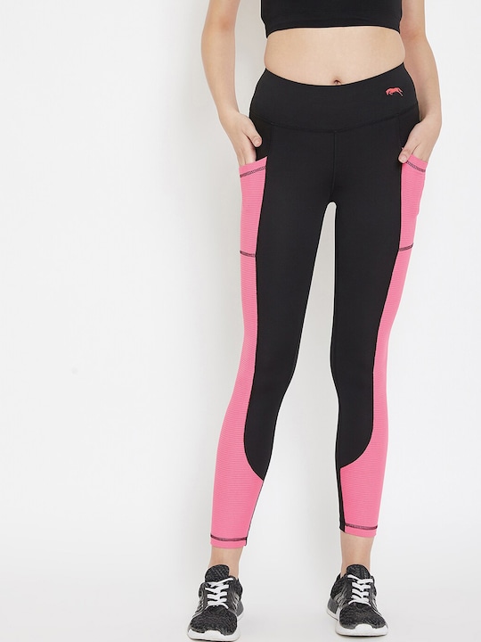 JUMP USA Women Colourblocked Slim-Fit Activewear Gym Tights