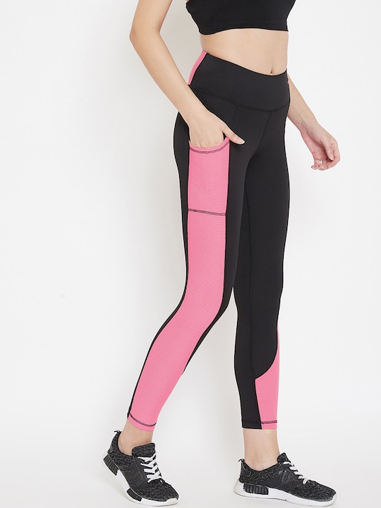 JUMP USA Women Colourblocked Slim-Fit Activewear Gym Tights