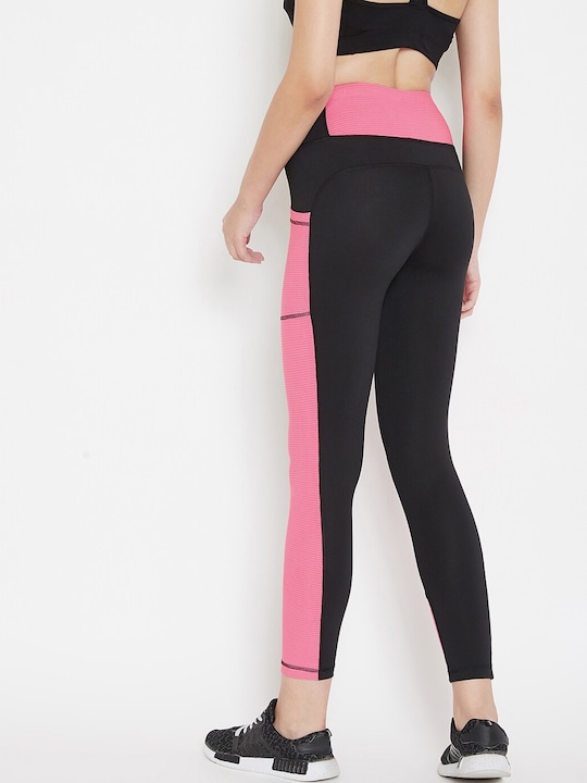 JUMP USA Women Colourblocked Slim-Fit Activewear Gym Tights