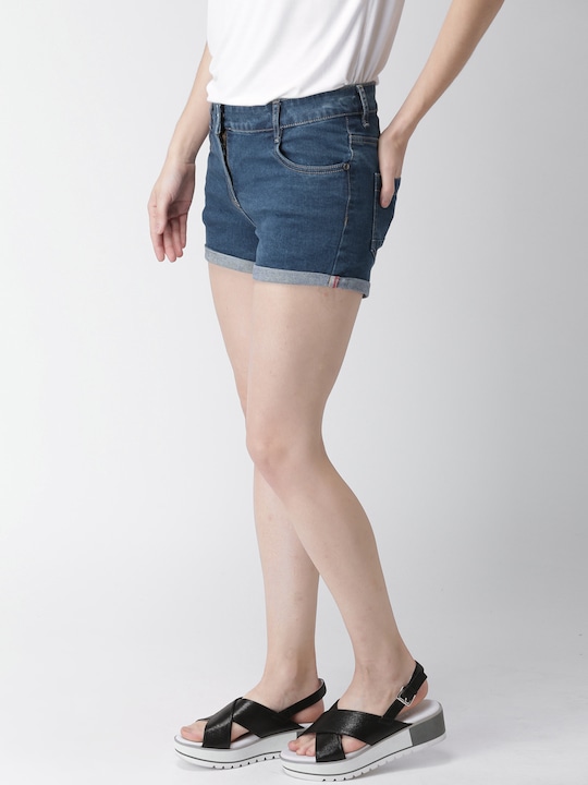 Mast & Harbour Women Solid Regular Fit Denim Shorts