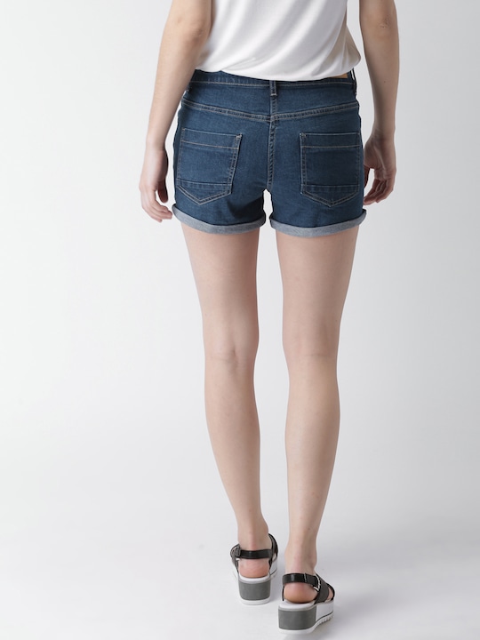 Mast & Harbour Women Solid Regular Fit Denim Shorts