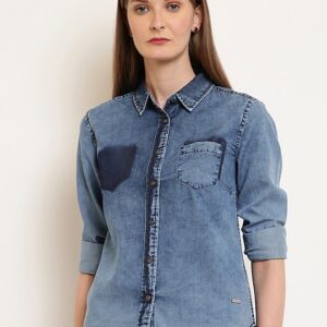 Pepe Jeans Women Regular Fit Faded Casual Shirt