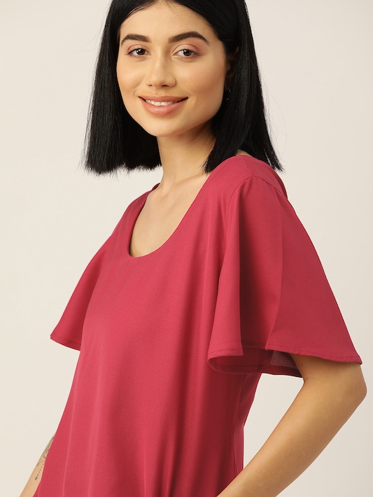 DressBerry Women Solid Flared Sleeves Top