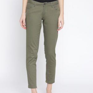 Wills Lifestyle Women Slim Fit Solid Cropped Trousers