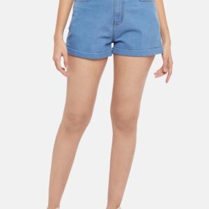 People Women High-Rise Pure Cotton Denim Shorts