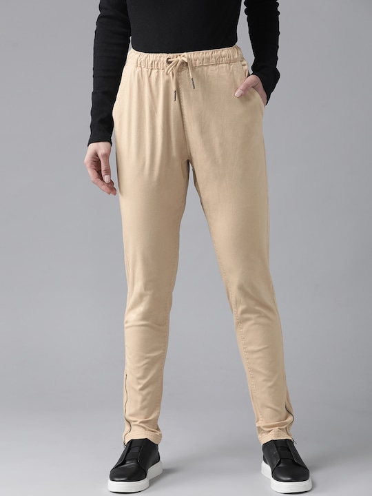 Roadster Women Beige Regular Fit Solid Joggers