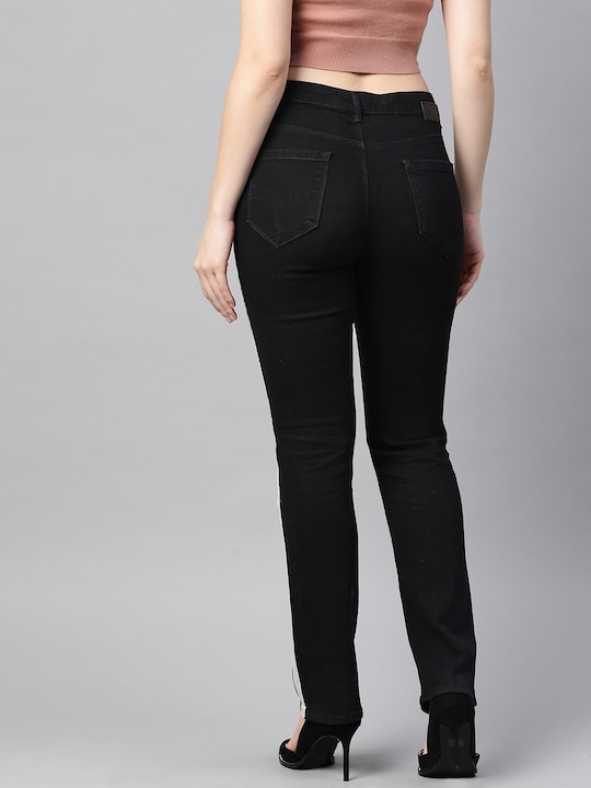 HERE&NOW Women Black Slim Fit Stretchable Jeans