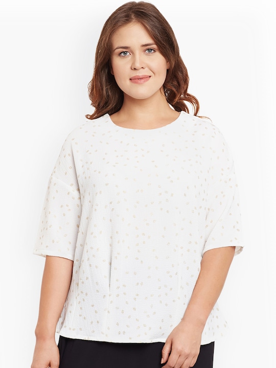 JUNAROSE Plus Size Women Printed Blouson Plus Size Top