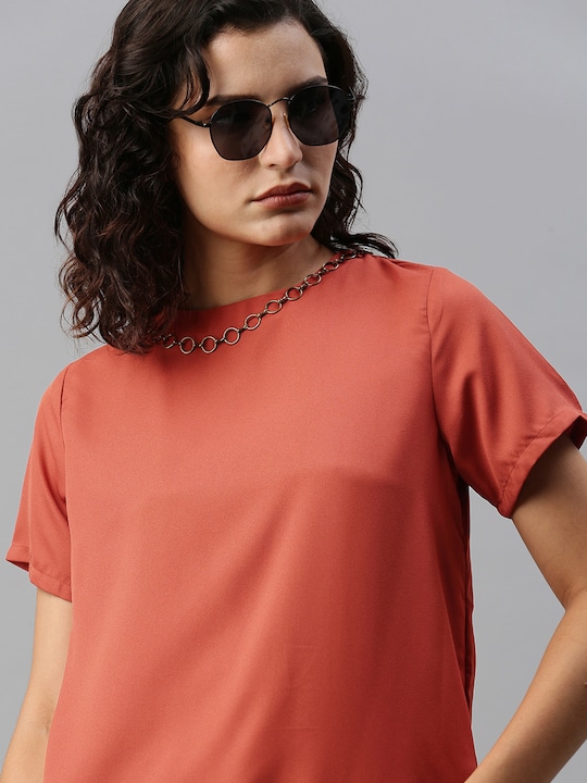 Roadster Women Solid Top With Embellishments