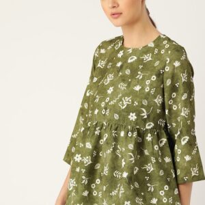 ether Floral Print A-Line Top