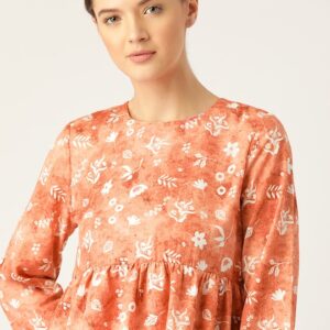 ether Floral Print A-Line Top