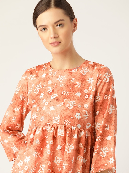 ether Floral Print A-Line Top