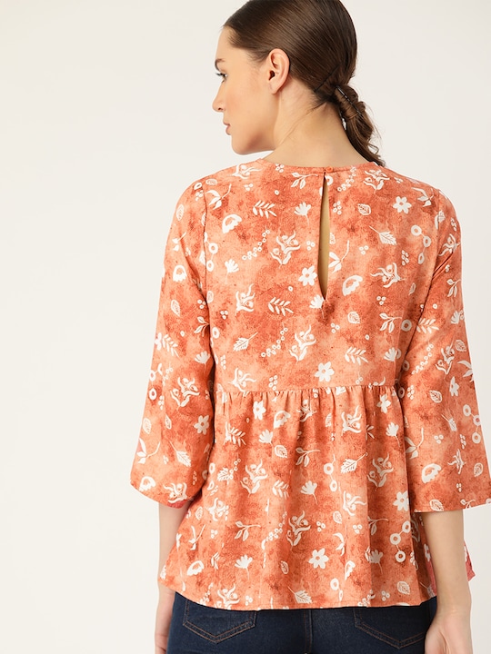 ether Floral Print A-Line Top