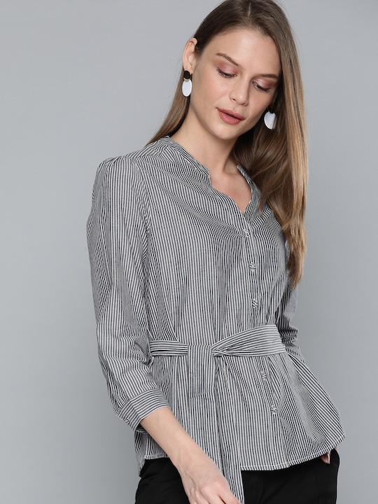 Chemistry Women Regular Fit Striped Formal Shirt