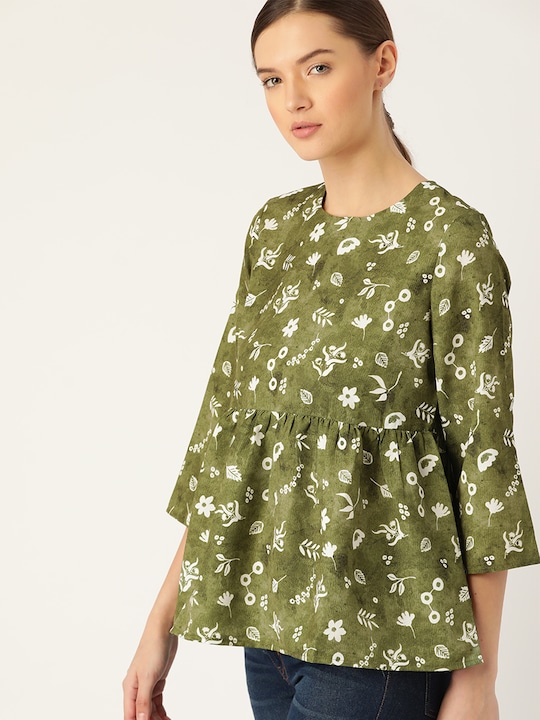 ether Floral Print A-Line Top