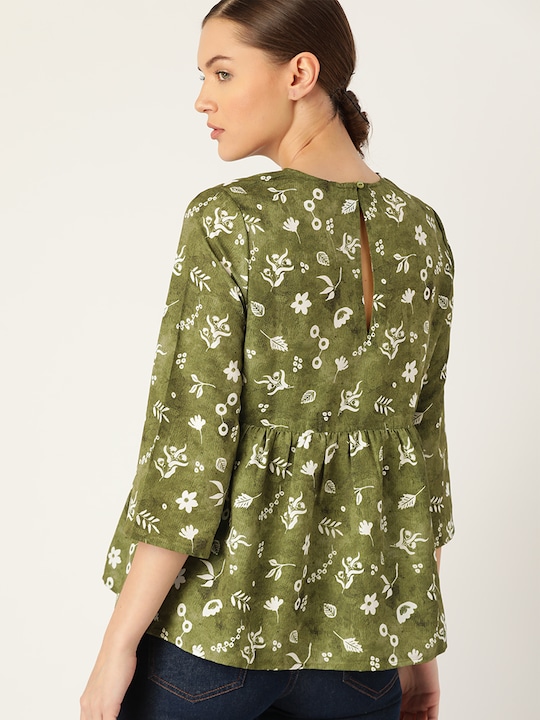 ether Floral Print A-Line Top