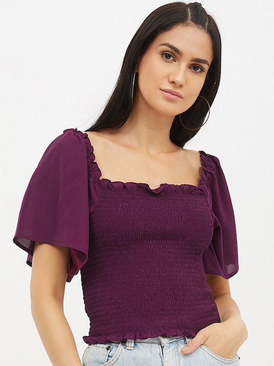 Harpa Square Neck Smocked Top