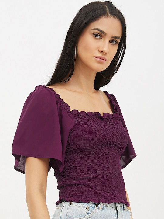 Harpa Square Neck Smocked Top